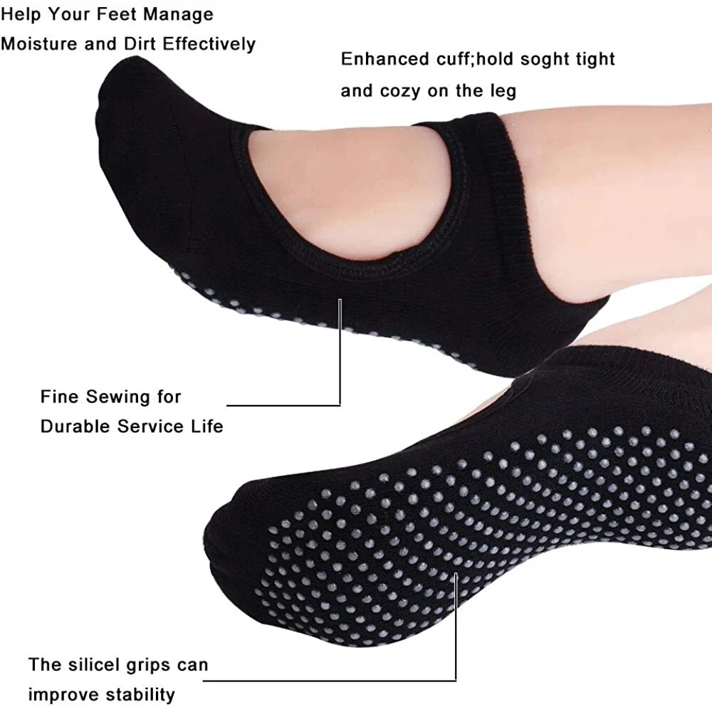 高品質の女性ヨガソックス滑り止め通気性背中の開いたピラティス - Medias Para Pilates Y Yoga のレビューと価格